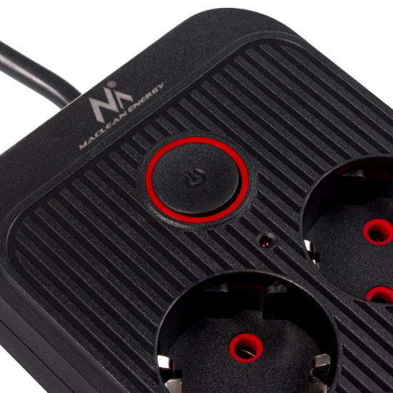 Listwa zasilająca MCE391 B 6 gniazd 4xUSB-A 1xUSB-C, 110-240V AC 50/60Hz, 2.1A max 2500W, czarna