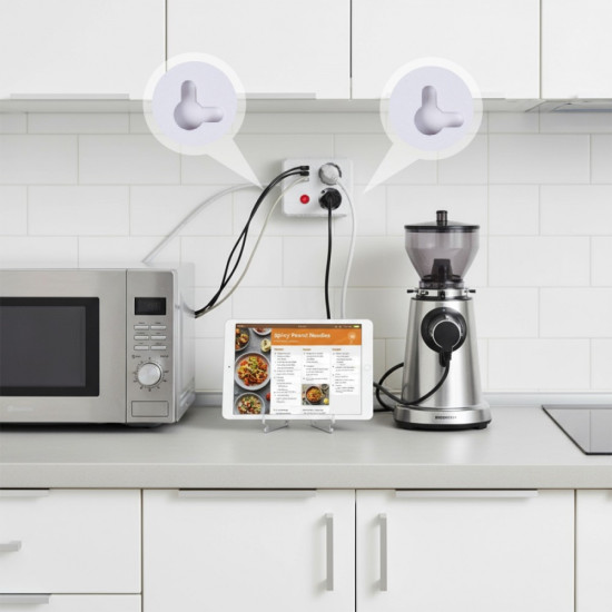 Listwa zasilająca 2 gniazda MCE387 W 3xUSB, 110-240V AC 50/60Hz, 2.1A max 2500W, 1.5m, biała