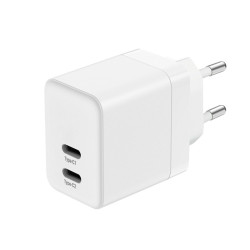 Ultra Compact GaN Ładowarka sieciowa 2x USB-C 35W PD 3.0 z PPS Biała