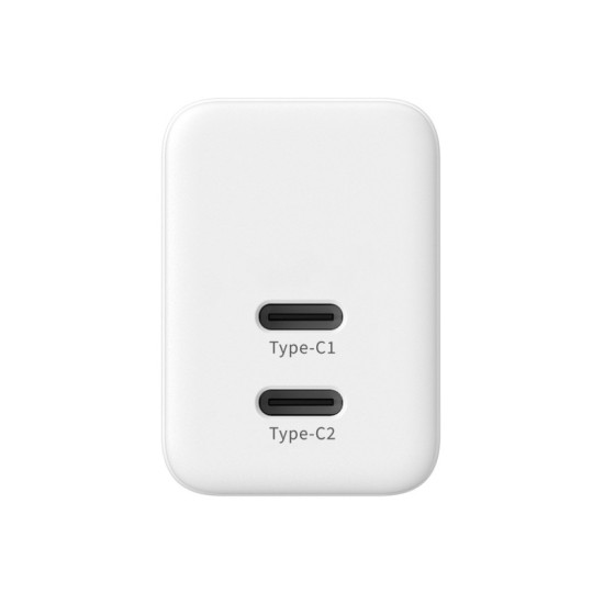 Ultra Compact GaN Ładowarka sieciowa 2x USB-C 35W PD 3.0 z PPS Biała