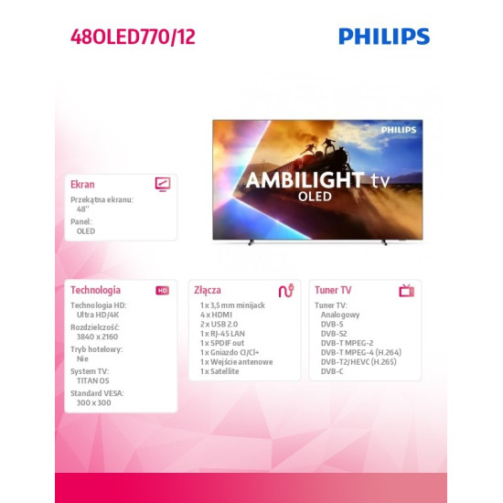 Telewizor OLED 48 cali 48OLED770/12