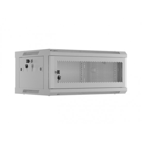 Szafa instalacyjna rack wisząca 19 cali 4U 600x450 drzwi perforowane (flat pack) szara