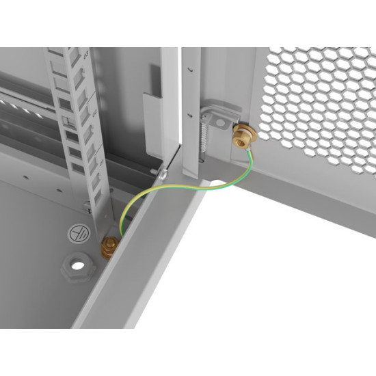 Szafa instalacyjna rack wisząca 19 cali 4U 600x450 drzwi perforowane (flat pack) szara