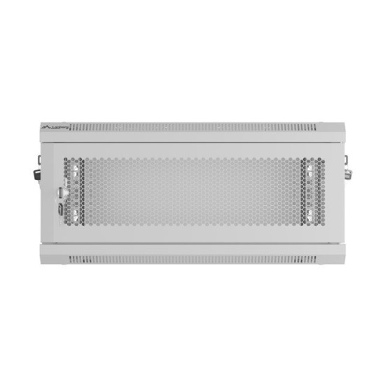 Szafa instalacyjna rack wisząca 19 cali 4U 600x450 drzwi perforowane (flat pack) szara