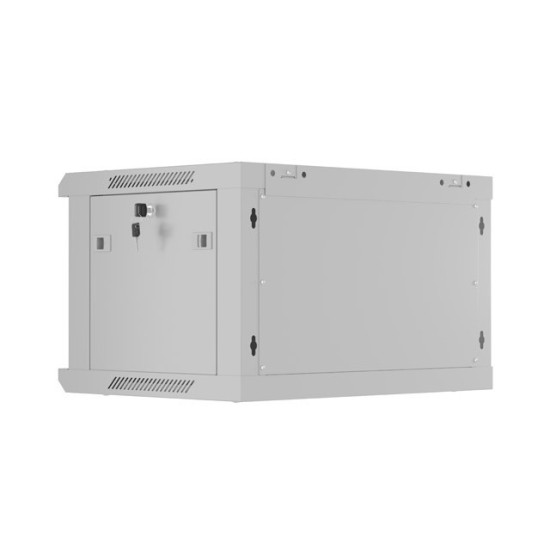 Szafa instalacyjna rack wisząca 19 cali 6U 600x450 drzwi perforowane (flat pack) szara