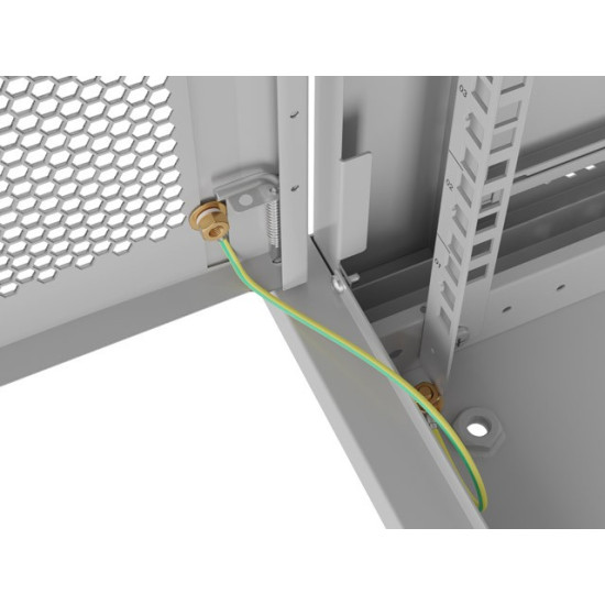 Szafa instalacyjna rack wisząca 19 cali 9U 600x450 drzwi perforowane (flat pack) szara