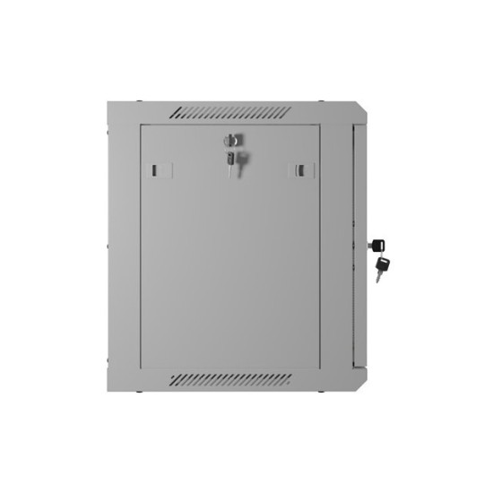 Szafa instalacyjna rack wisząca 19 cali 9U 600x450 drzwi perforowane (flat pack) szara