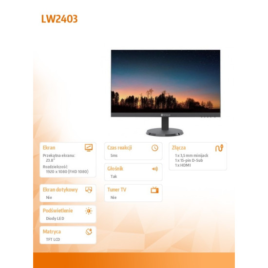 Monitor 23.8 cala LW-2403 IPS 100Hz HDMI  VGA Głośniki