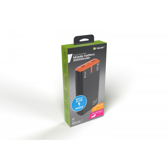 Power bank EnerGen 20000mAh PD+QC3.0 czarno-pomarańczowy