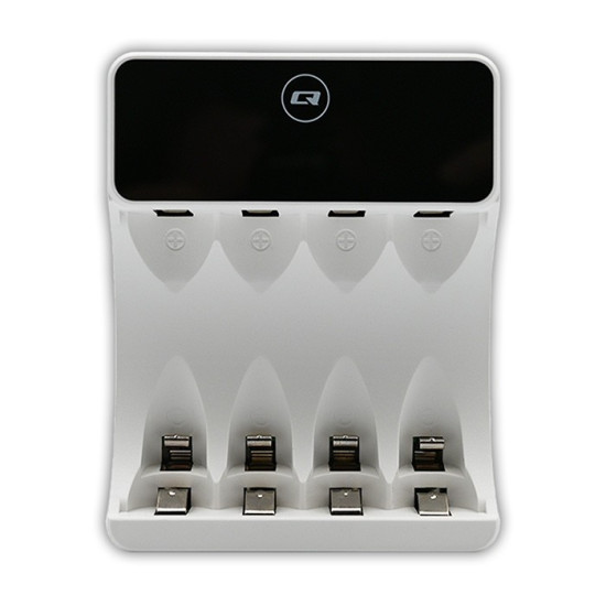 Ładowarka do akumulatorków Ni-MH typu R03 AAA R6 AA | LCD | kabelUSB-C | Biała 