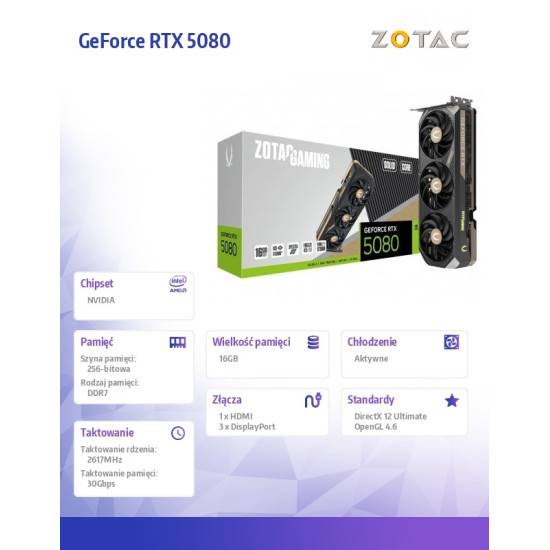 Karta graficzna GeForce RTX 5080 SOLID CORE 16GB GDDR7 256bit 3DP/HDMI