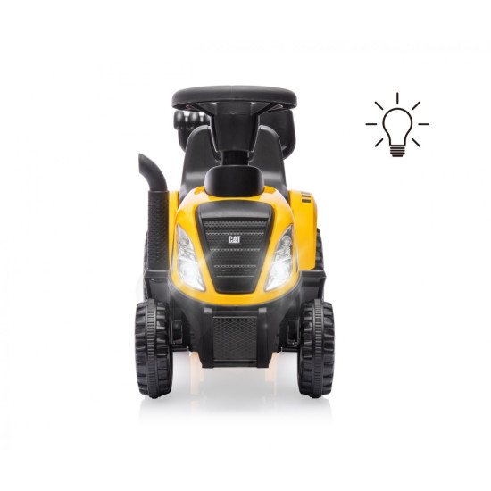 Pojazd CAT Traktor z przyczepą żółty jeździk
