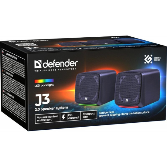 Głośniki komputerowe J3 2.0 6W LED USB Czarne 