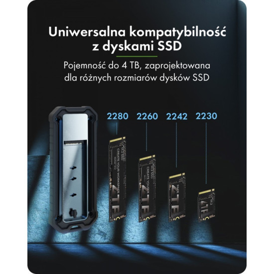 Obudowa M.2 NVMe i SATA USB 3.2 Gen 2, 10 Gbit/s IB-1827MCP-C31