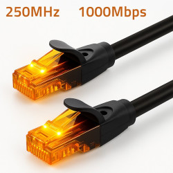 Kabel patchcord UTP | kat.6 | 2 x RJ-45 | High speed 1Gb/s |     Pozłacane styki | 30m | Czarny 