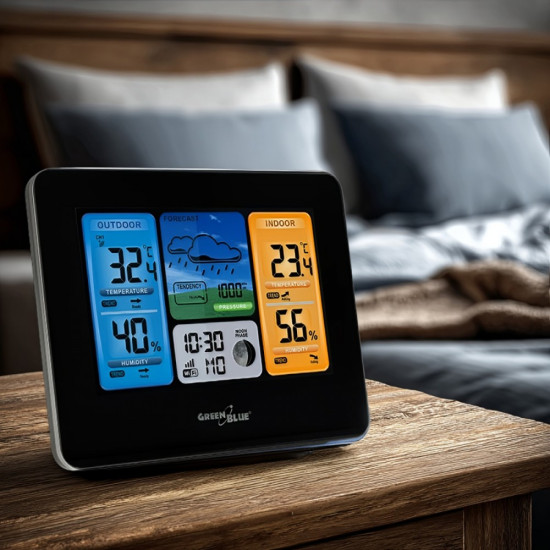 Stacja pogodowa kolorowa WiFi bezprzewodowa GB522 DCF fazy księzyca