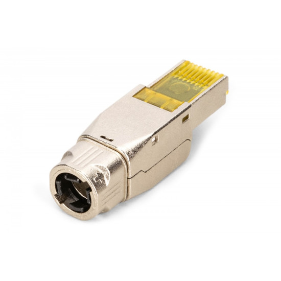 Wtyk modularny RJ45 kat.6A, PoE++, 10GbE, STP, ekranowany, beznarzędziowy, zakręcany, metalowy, AWG 22-27, linka/drut
