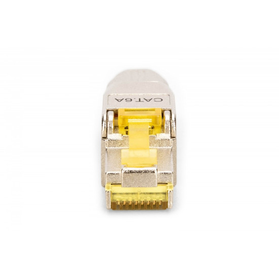 Wtyk modularny RJ45 kat.6A, PoE++, 10GbE, STP, ekranowany, beznarzędziowy, zakręcany, metalowy, AWG 22-27, linka/drut