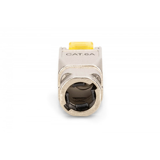 Wtyk modularny RJ45 kat.6A, PoE++, 10GbE, STP, ekranowany, beznarzędziowy, zakręcany, metalowy, AWG 22-27, linka/drut