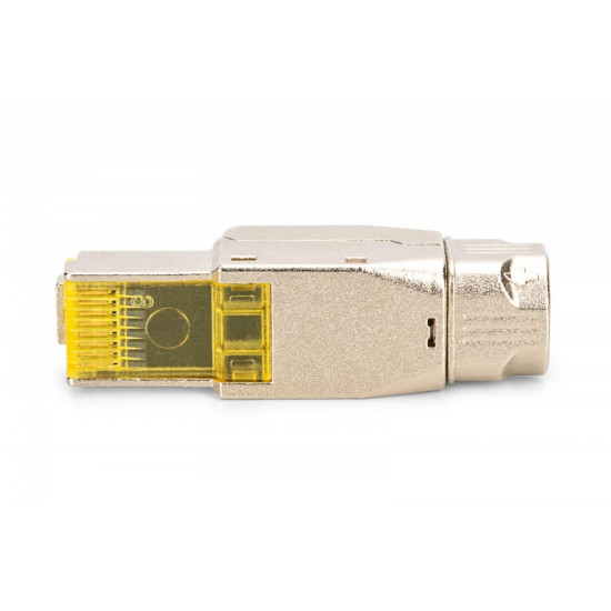 Wtyk modularny RJ45 kat.6A, PoE++, 10GbE, STP, ekranowany, beznarzędziowy, zakręcany, metalowy, AWG 22-27, linka/drut