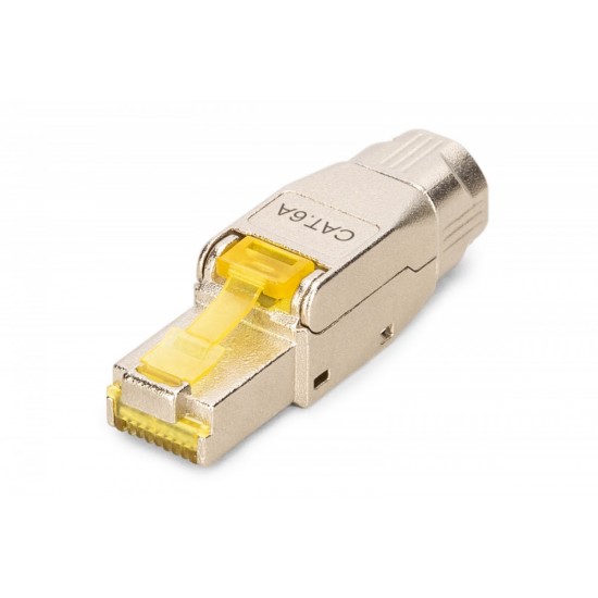 Wtyk modularny RJ45 kat.6A, PoE++, 10GbE, STP, ekranowany, beznarzędziowy, zakręcany, metalowy, AWG 22-27, linka/drut