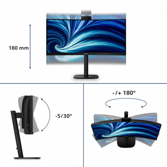 Monitor 34 cale 34B2U3600CH Curved VA HDMIx2 DP HAS USB-C RJ45 KVM