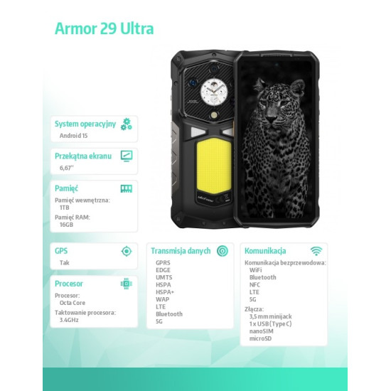 Smartfon Armor 29 Ultra 5G 16/1TB czarny 