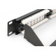 Panel krosowy (patch panel) 19' 24x RJ45, LSA pion, kat.6, nieekranowany, 1U, prowadnica kabli, pola opisowe, Czarny