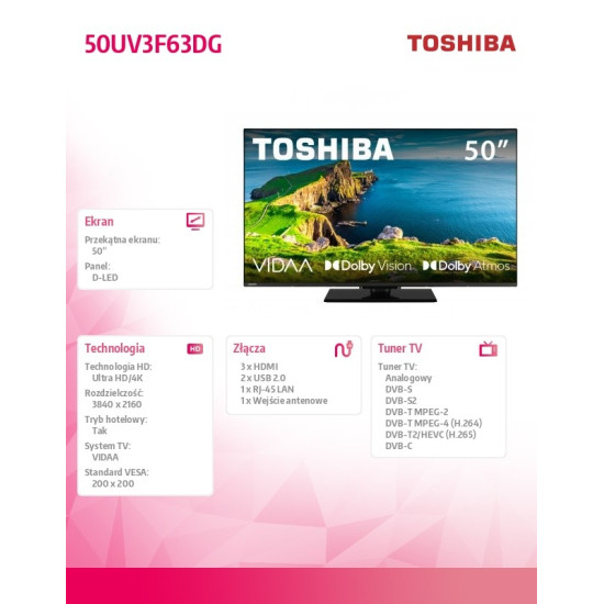 Telewizor LED 50 cali 50UV3F63DG 