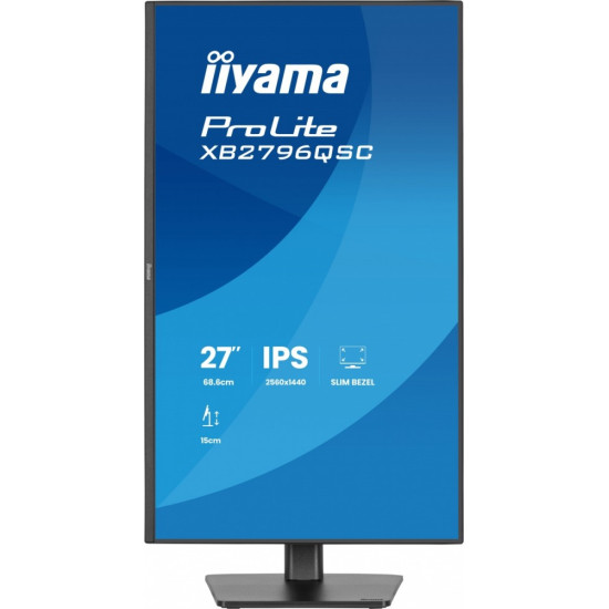 Monitor ProLite 27 cali XB2796QSC-B1 IPS,QHD,HDMI,USB-C (PD 65W),75Hz, 350cd, 1xUSB 3.2 , 1xUSB-C, 2x2W, HAS 150/PIVOT/obrót stopy 360st