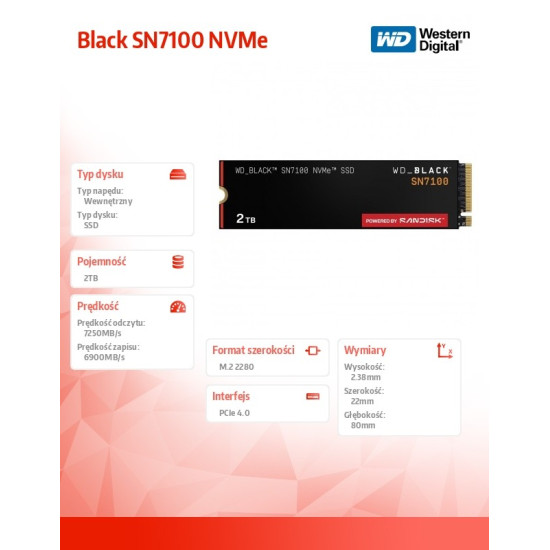 Dysk SSD Black 2TB SN7100 NVMe 2280 M2
