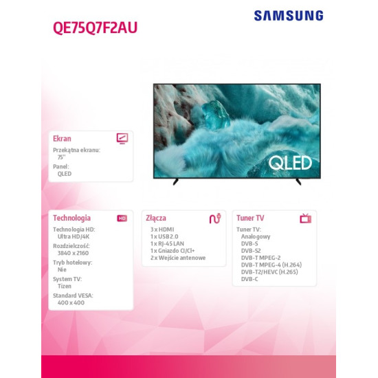 Telewizor QLED 75 cali QE75Q7F2AUXXH
