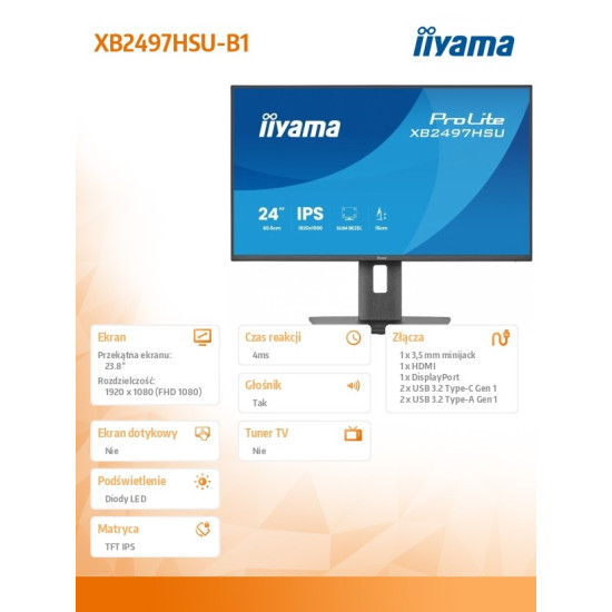 Monitor 24 cali XB2497HSU-B1 IPS, FHD, HDMI, DP, 120Hz