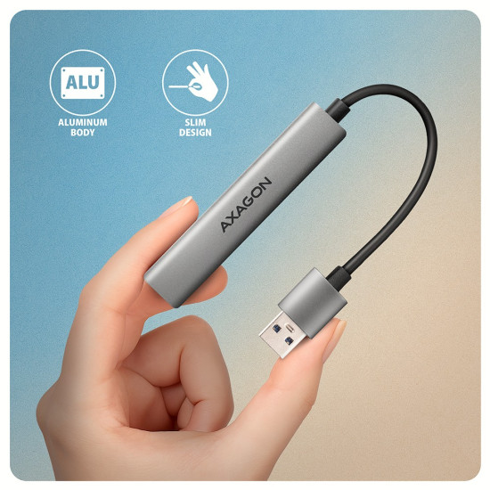 HUE-STA HUB 4-portowy 1x USB-A 5Gbps, 2x USB2.0 + 1x USB-C 2.0, 12cm kabel USB-A