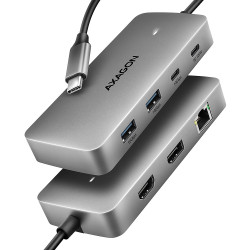 HMC-CUB83X2 Wieloportovy hub USB 7in1, 10Gbps, 2x USB-A, 1x USB-C, 1x HDMI 4K/144Hz, DP 8K/30Hz, GLAN, PD 100W, 15cm USB-C kabel