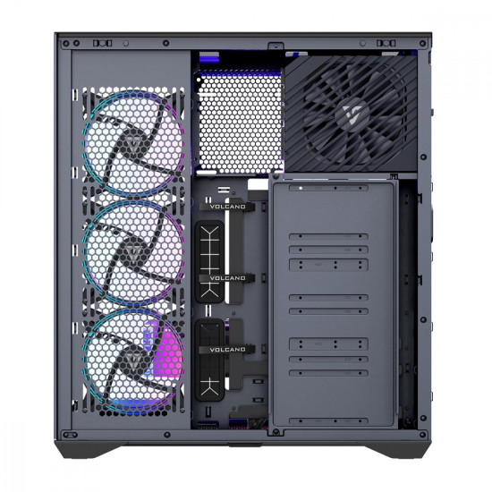 Obudowa Volcano Space XL ARGB Full Tower 5 wentylatorów, czarna