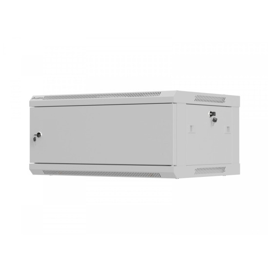 Szafa instalacyjna rack wisząca 19 cali 4U 600x450 szara drzwi metalowe (flat pack)