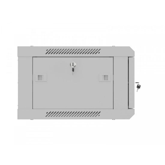 Szafa instalacyjna rack wisząca 19 cali 4U 600x450 szara drzwi metalowe (flat pack)