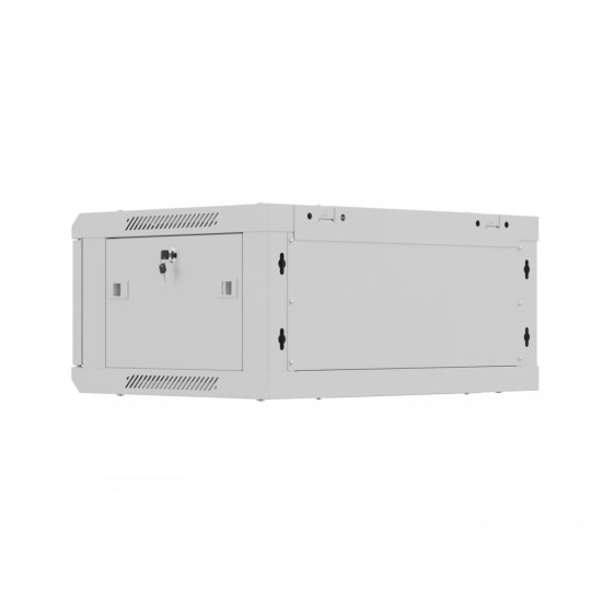 Szafa instalacyjna rack wisząca 19 cali 4U 600x450 szara drzwi metalowe (flat pack)