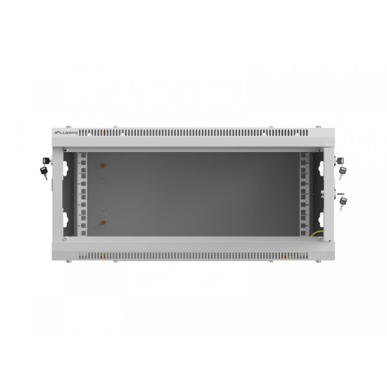 Szafa instalacyjna rack wisząca 19 cali 4U 600x450 szara drzwi metalowe (flat pack)