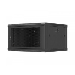 Szafa instalacyjna rack wisząca 19 cali 6U 600x600 czarna drzwi perforowane (flat pack) 