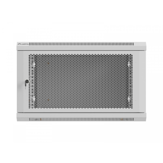 Szafa instalacyjna rack wisząca 19 cali 6U 600x600 szara drzwi perforowane (flat pack) 