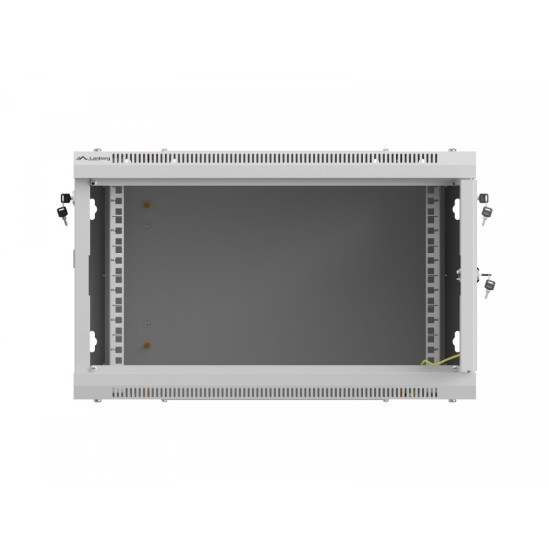 Szafa instalacyjna rack wisząca 19 cali 6U 600x600 szara drzwi perforowane (flat pack) 