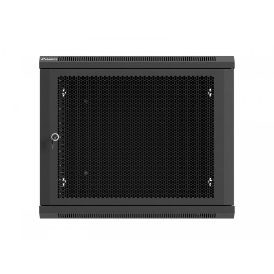 Szafa instalacyjna rack wisząca 19 cali 9U 600x600 czarna drzwi     perforownae ( flat pack) 