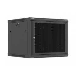 Szafa instalacyjna rack wisząca 19 cali 9U 600x600 czarna drzwi     perforownae ( flat pack) 