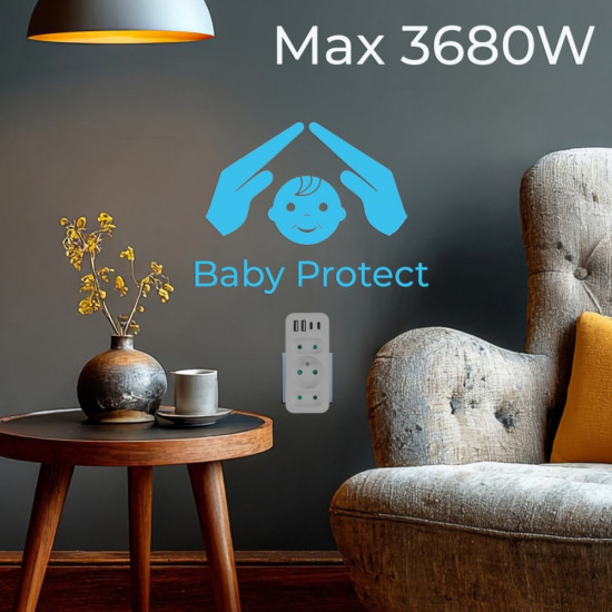 Rozdzielacz na 3 gniazda MCE248 F/W 2xUSB-A 2xUSB-C biały