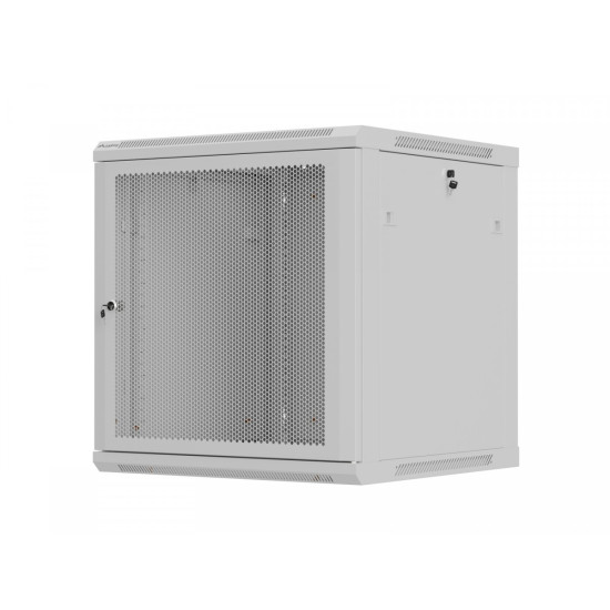Szafa instalacyjna rack wisząca 12U 600x600 szara drzwi perforowane (flat pack) 
