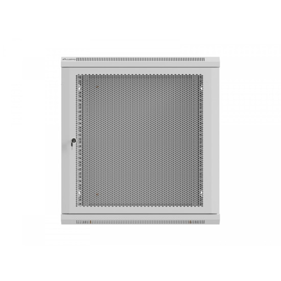 Szafa instalacyjna rack wisząca 12U 600x600 szara drzwi perforowane (flat pack) 
