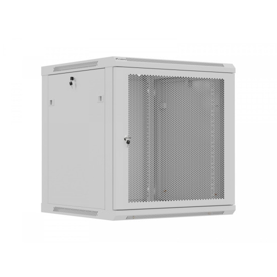 Szafa instalacyjna rack wisząca 12U 600x600 szara drzwi perforowane (flat pack) 
