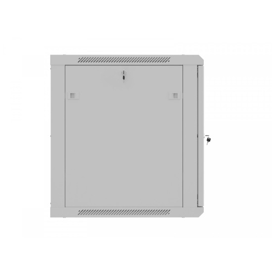 Szafa instalacyjna rack wisząca 12U 600x600 szara drzwi perforowane (flat pack) 